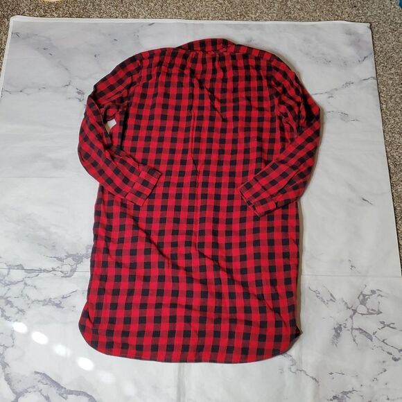 Madewell Flannel Latitude Red and Black Plaid Shirt Dress - Picture 6 of 6